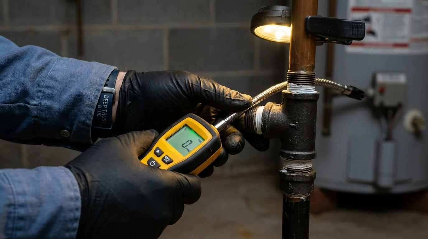 Gas leak detection with electronic sniffer by Johns Plumbing LLC in Willows