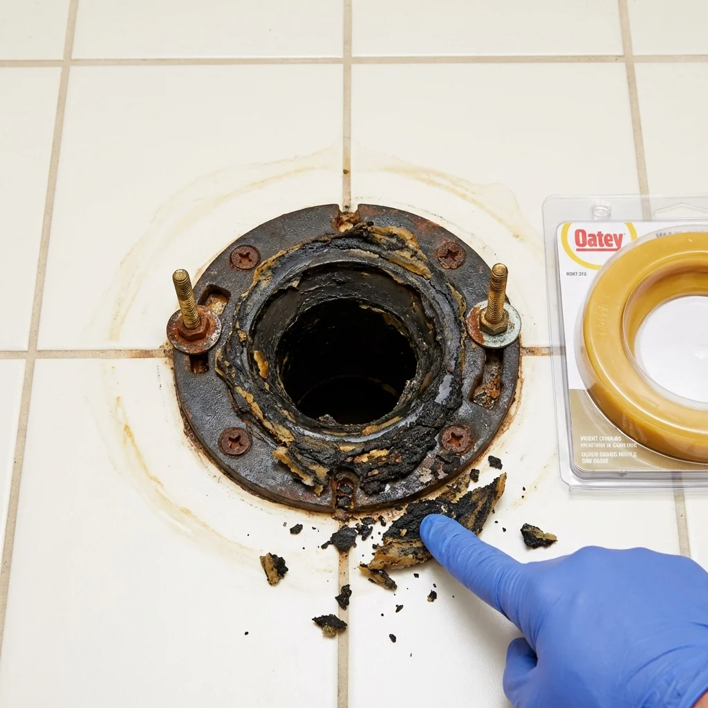 Failed wax ring showing water seepage at the base of a toilet in a Willows, CA home